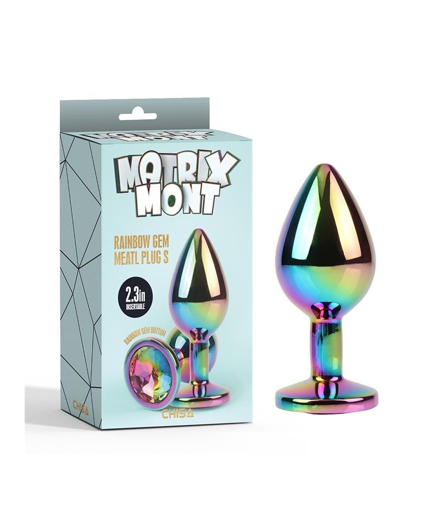 Rainbow Gem Plug Anal multicouleure avec pierre taille S