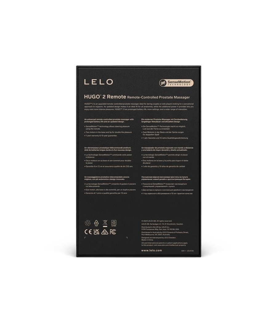 Hugo 2 Vibromasseur Prostatique telecommande noir