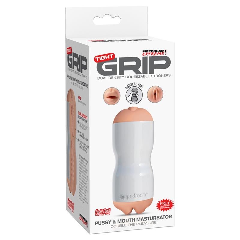 Pipedream Extreme Toyz Masturbateur à prise serrée pour chatte et bouche Couleur Blanc
