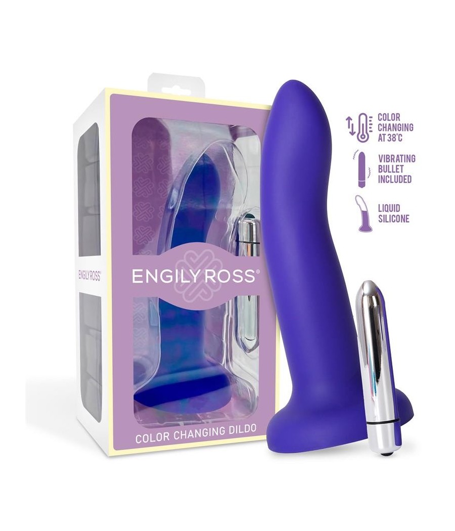 Gode vibrant qui change couleur bleu a violet taille M 17 cm