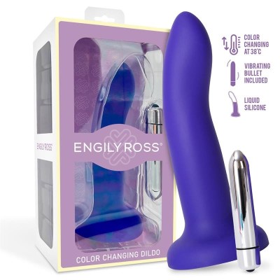 Gode vibrant qui change couleur bleu a violet taille M 17 cm