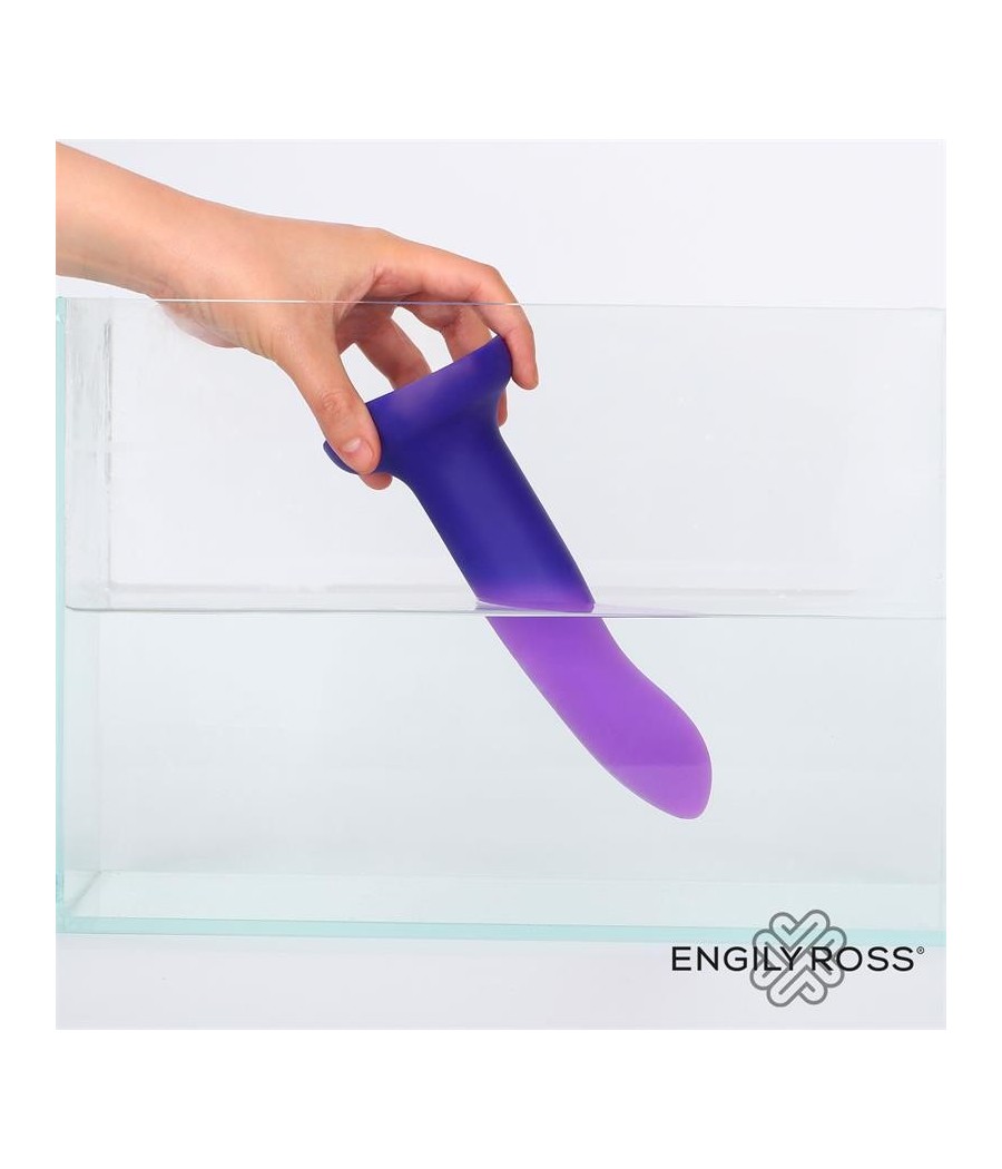 Gode vibrant qui change couleur bleu a violet taille M 17 cm