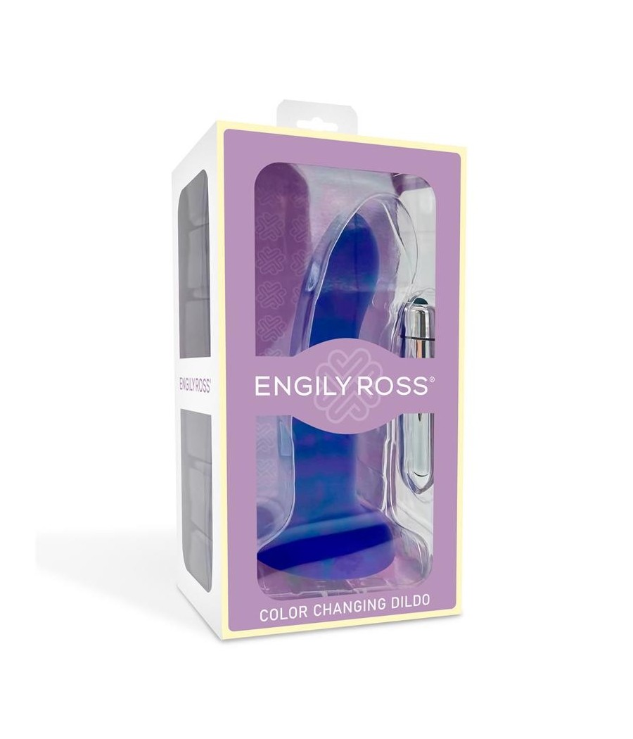Gode vibrant qui change couleur bleu a violet taille M 17 cm