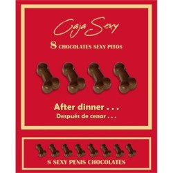 boite rouge Sexet forme pénis chocolat noir 8 unités