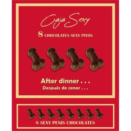 boite rouge sexy forme pénis chocolat noir 8 unités