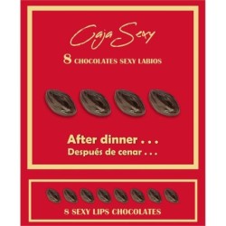 boite rouge Sexet forme de levres chocolat noir 8 unités