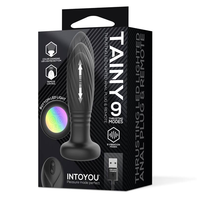 Tainet Plug Anal avec poussée et lumières LED avec télécommande