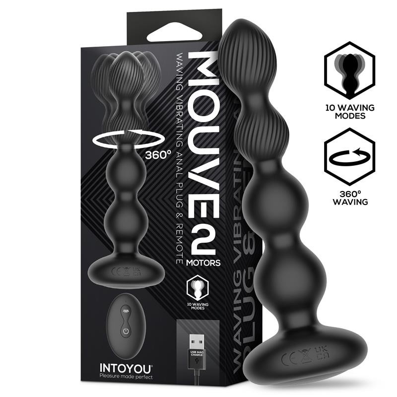 Mouve Plug Anal avec ondulation et vibration avec télécommande 2 moteurs