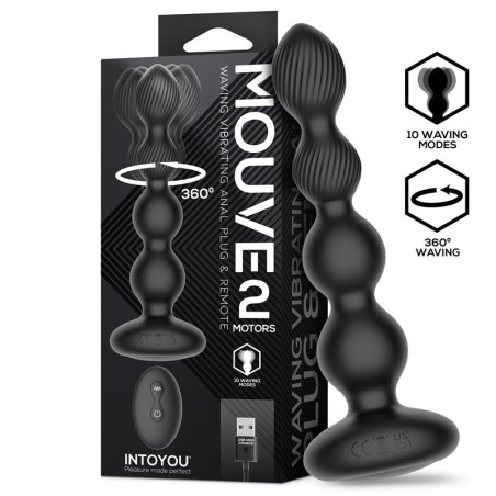 Mouve Plug Anal avec ondulation et vibration avec télécommande 2 moteurs