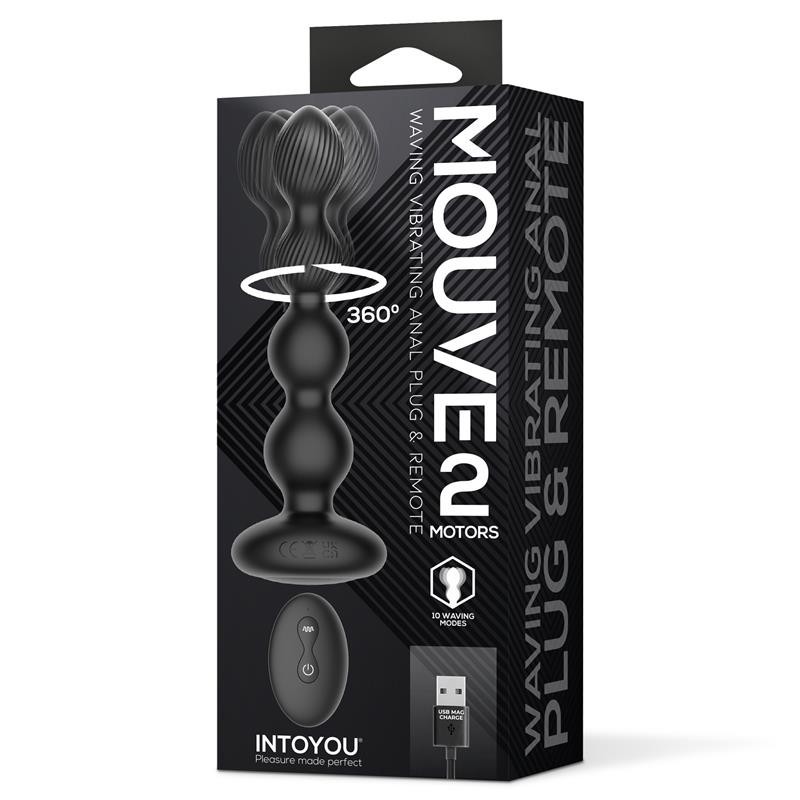 Mouve Plug Anal avec ondulation et vibration avec télécommande 2 moteurs