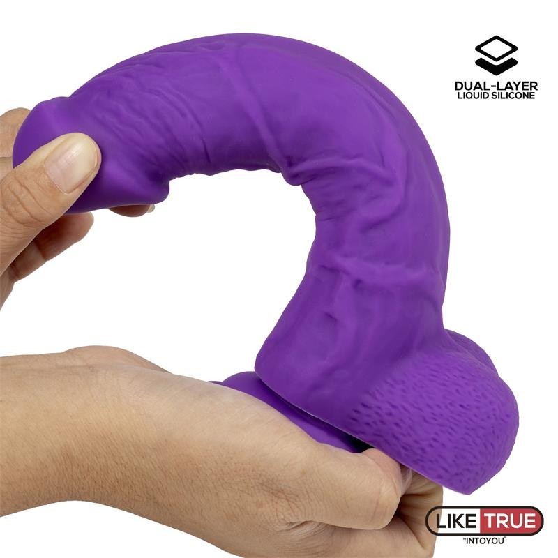 Gode réaliste silicone liquide Dual Layer 8 mauve