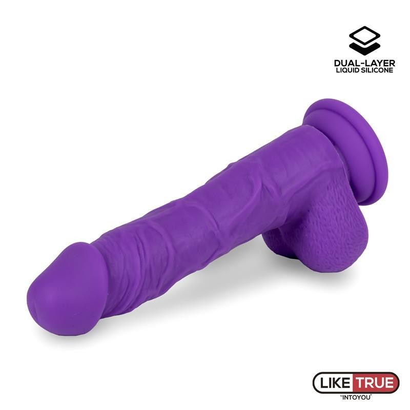 Gode réaliste silicone liquide Dual Layer 8 mauve