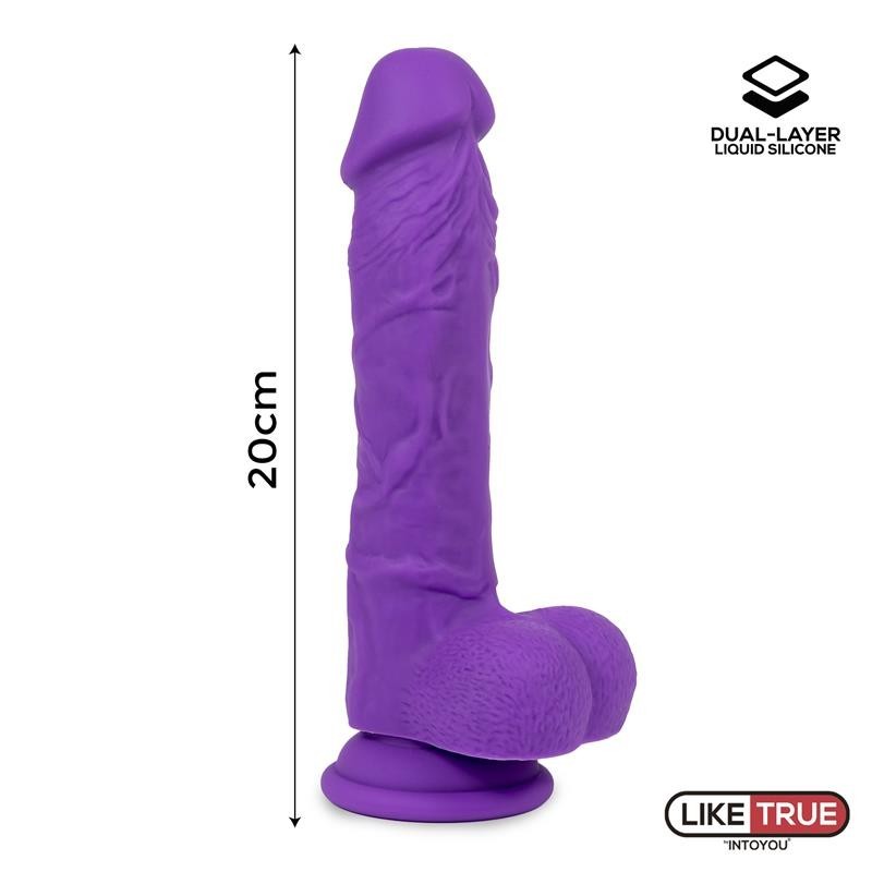 Gode réaliste silicone liquide Dual Layer 8 mauve