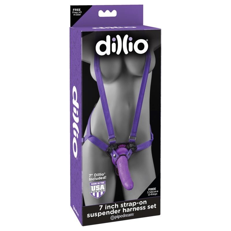 Dillio harnais avec Gode de 19 cm Couleur mauve