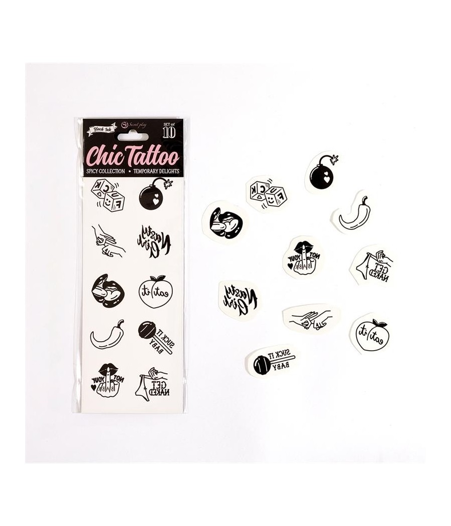 Lot de 10 tatouages temporaires Spicet Collection