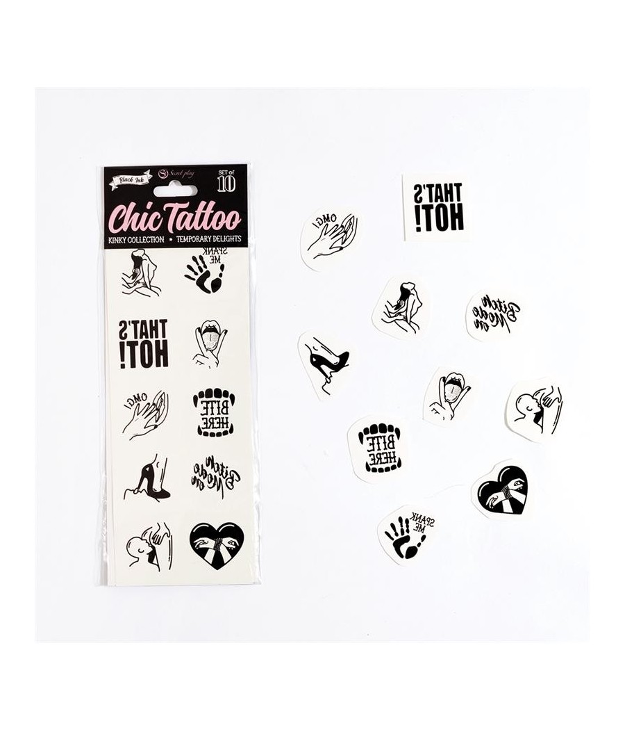 Lot de 10 tatouages temporaires Kinket Collection