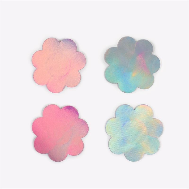 Waouh les seins ! cache tétons fleurs holographiques