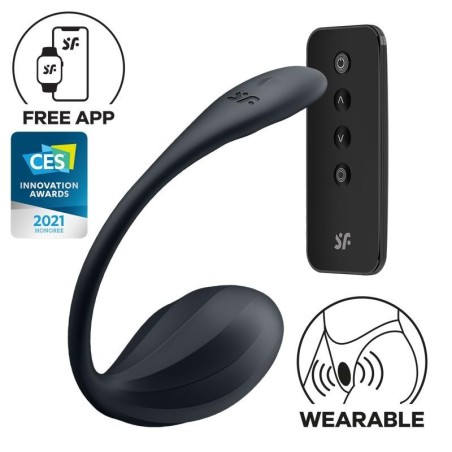 Pétale côtelé avec application Satisfyer Connect Noir