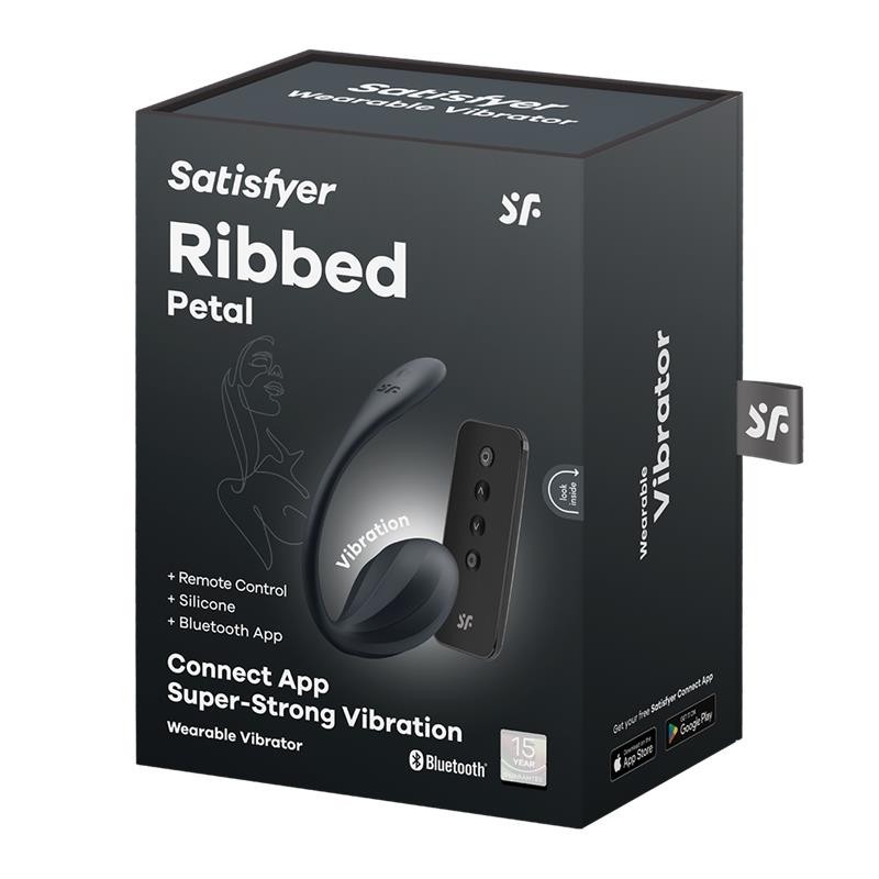Pétale côtelé avec application Satisfyer Connect Noir