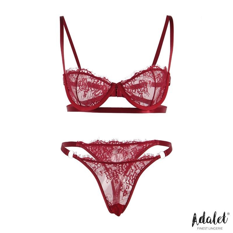 Mia Set soutien-gorge et Tanga de dentelle Bordeaux