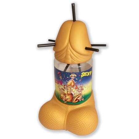 gourde forme de pénis 5 pailles Gold Edition