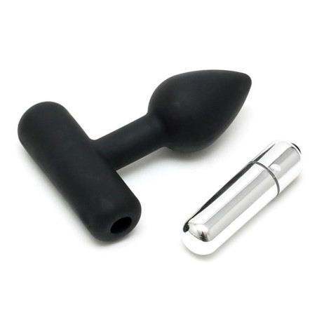 Rimba Latex play Plug Anal avec balle vibrante Couleur noir