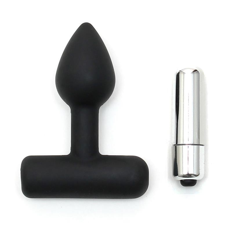 Rimba Latex play Plug Anal avec balle vibrante Couleur noir