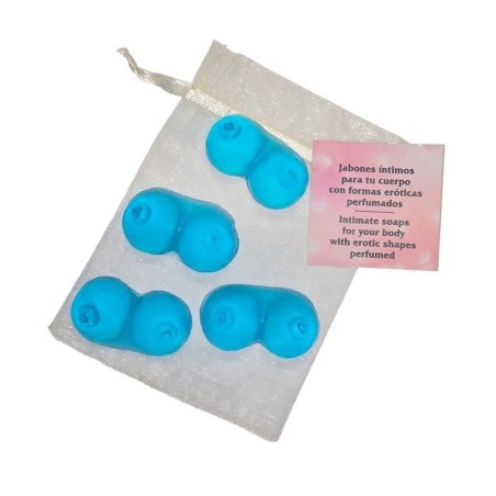 ensemble 4 Mini savons en forme de Tetas bleues aromatisés