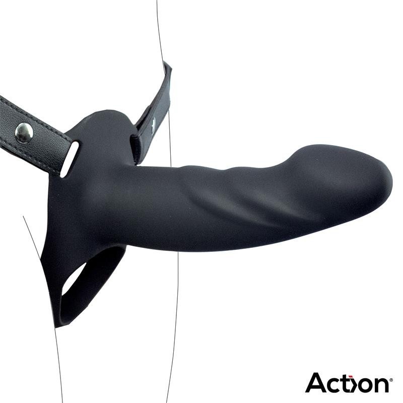 harnais Strap-on avec Gode creux silicone Premium taille L Noir