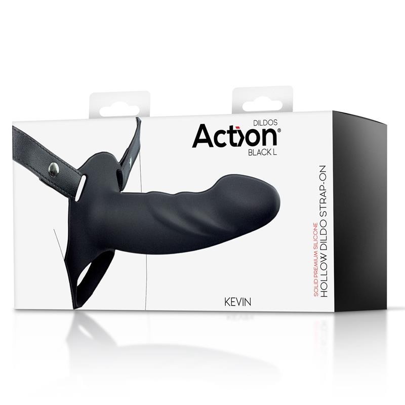 harnais Strap-on avec Gode creux silicone Premium taille L Noir