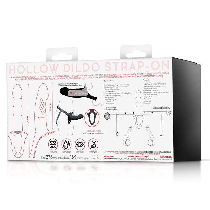 harnais Strap-on avec Gode creux silicone Premium taille L Noir