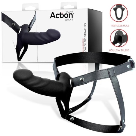 harnais Strap-On avec Gode creux silicone Premium taille S noir