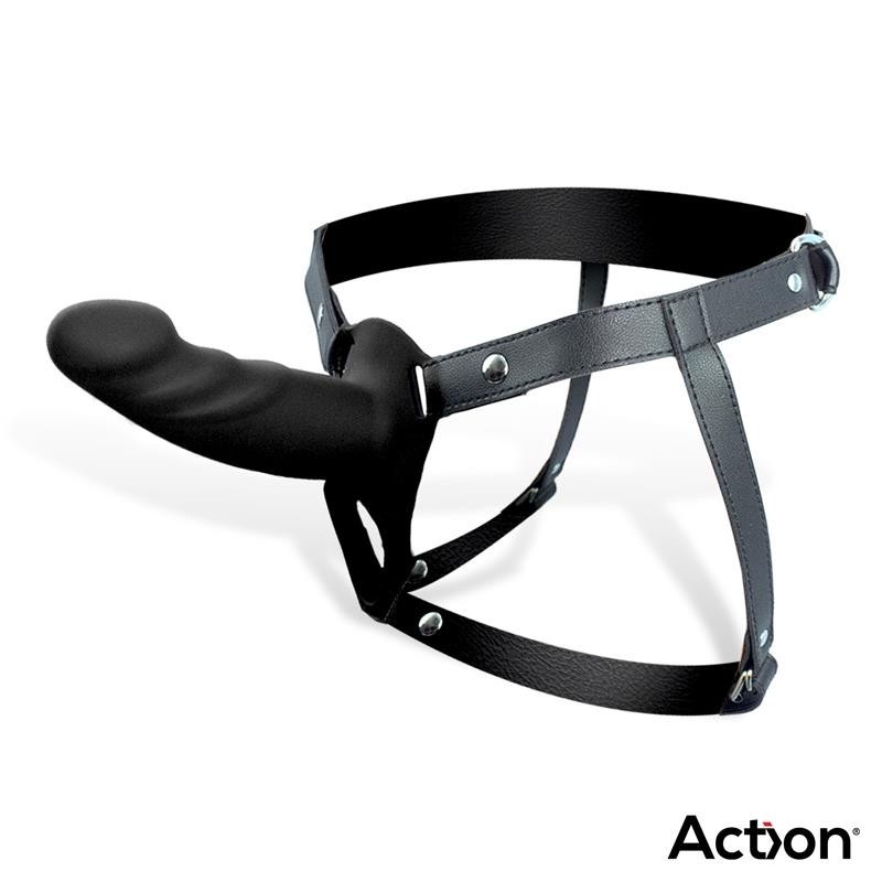 harnais Strap-On avec Gode creux silicone Premium taille S noir