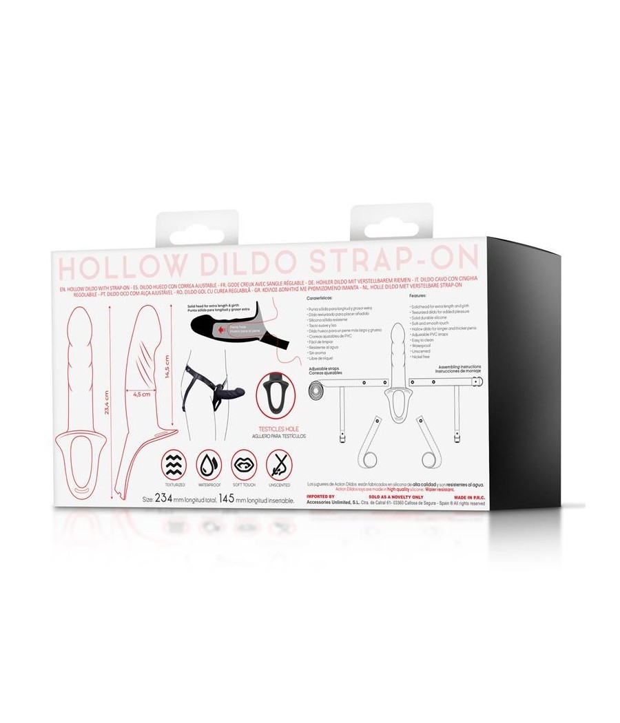 harnais Strap-On avec Gode creux silicone Premium taille S noir