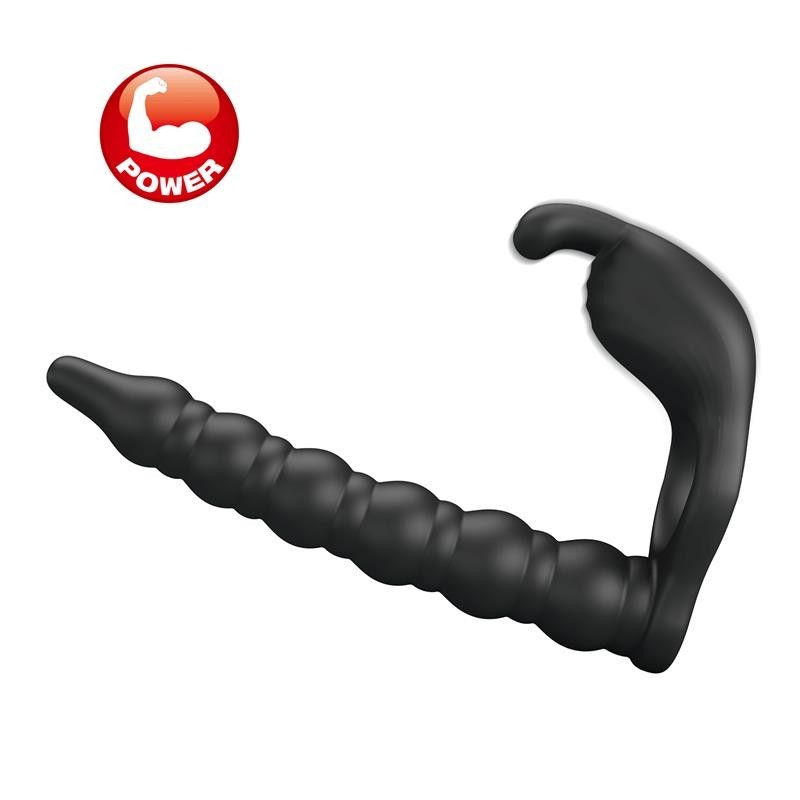 Blackneet Anneau Vibromasseur avec Plug silicone Noir