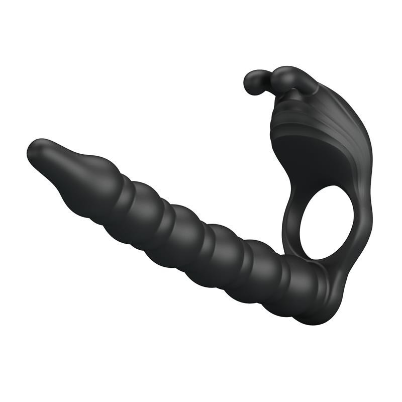 Blackneet Anneau Vibromasseur avec Plug silicone Noir