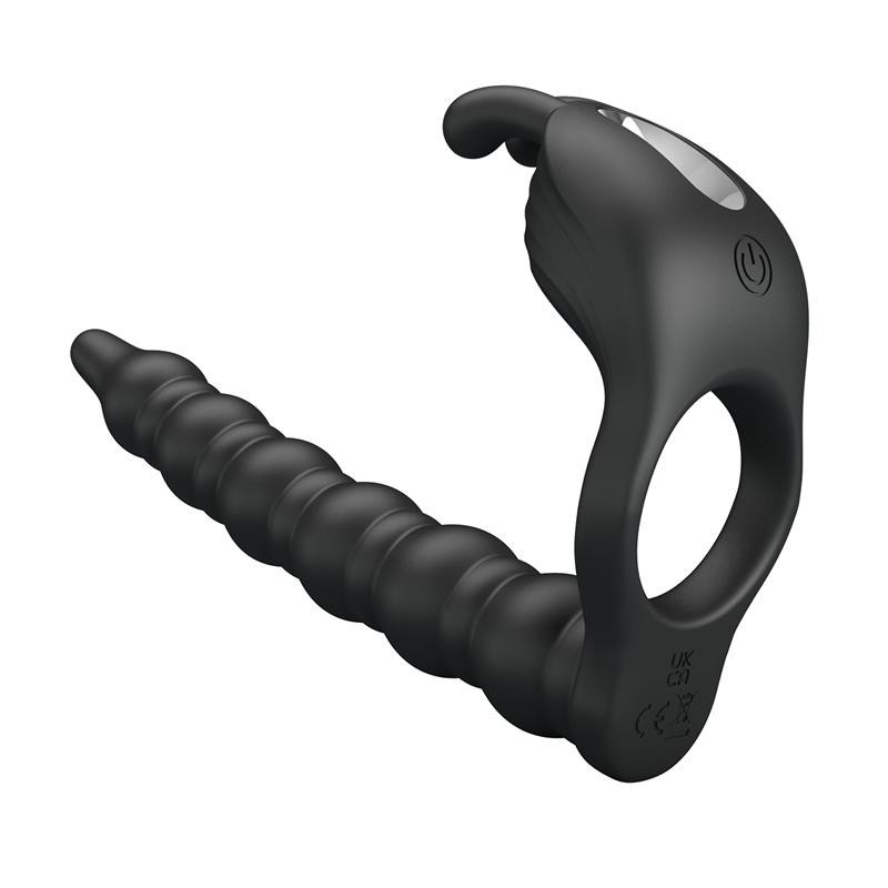 Blackneet Anneau Vibromasseur avec Plug silicone Noir