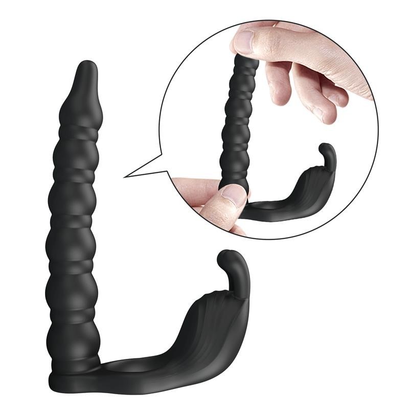 Blackneet Anneau Vibromasseur avec Plug silicone Noir