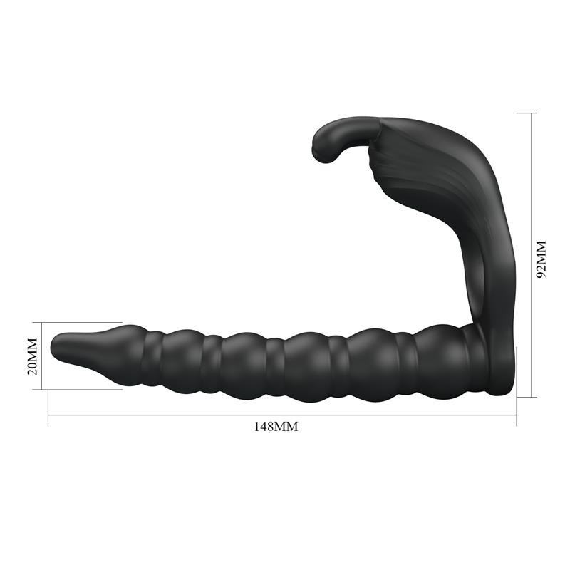 Blackneet Anneau Vibromasseur avec Plug silicone Noir