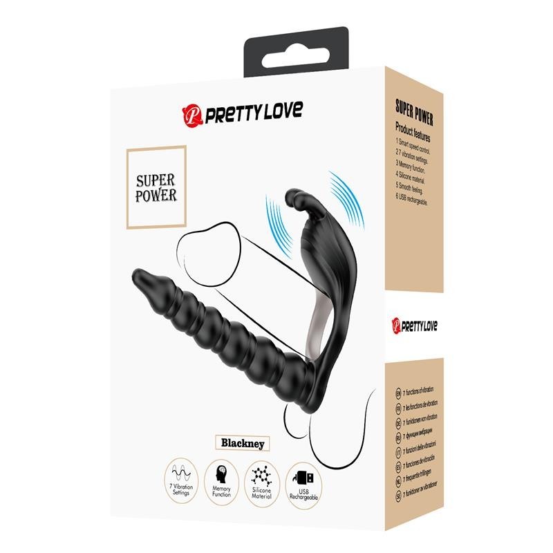 Blackneet Anneau Vibromasseur avec Plug silicone Noir