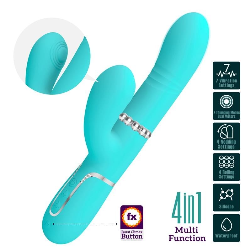 Mariana Vibromasseur 4 en 1 silicone turquoise