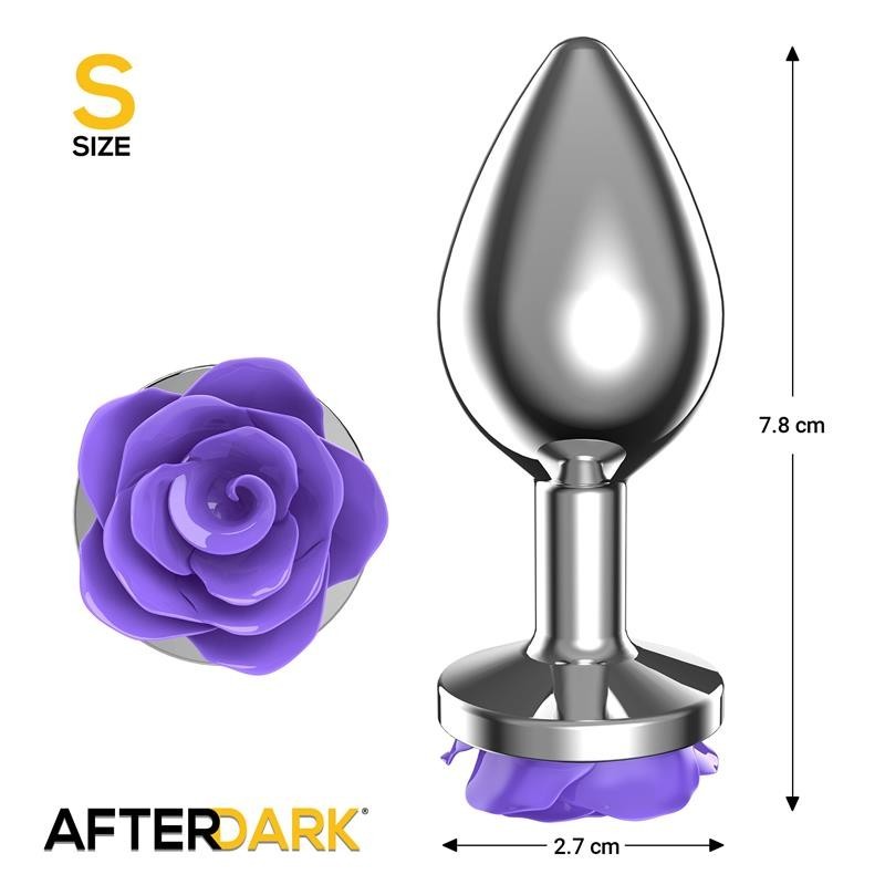 Plug Anal de Métal avec rose pourpre sur la Base taille S