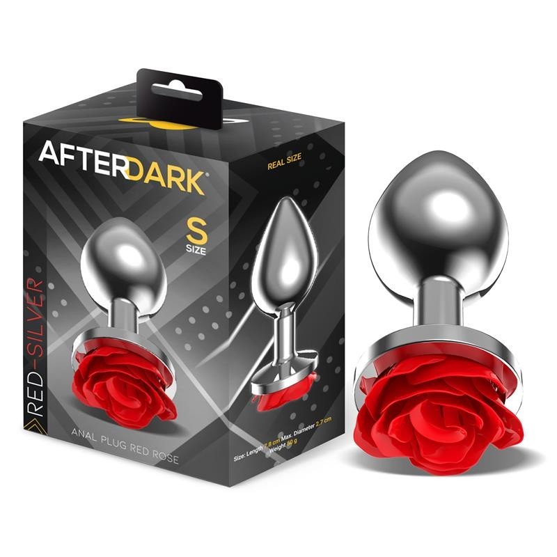 Plug Anal en metal avec rose rouge sur la Base taille S