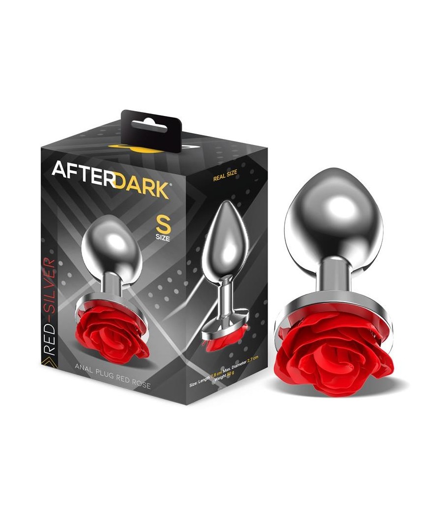 Plug Anal en metal avec rose rouge sur la Base taille S