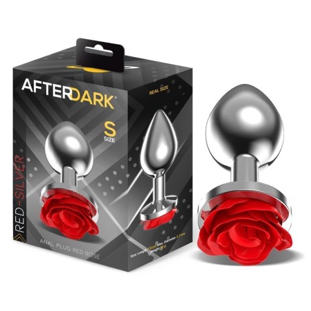 Plug Anal en metal avec rose rouge sur la Base taille S