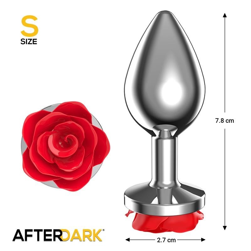 Plug Anal en metal avec rose rouge sur la Base taille S