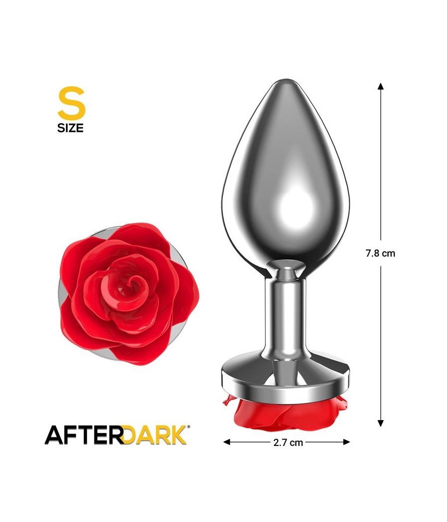 Plug Anal en metal avec rose rouge sur la Base taille S