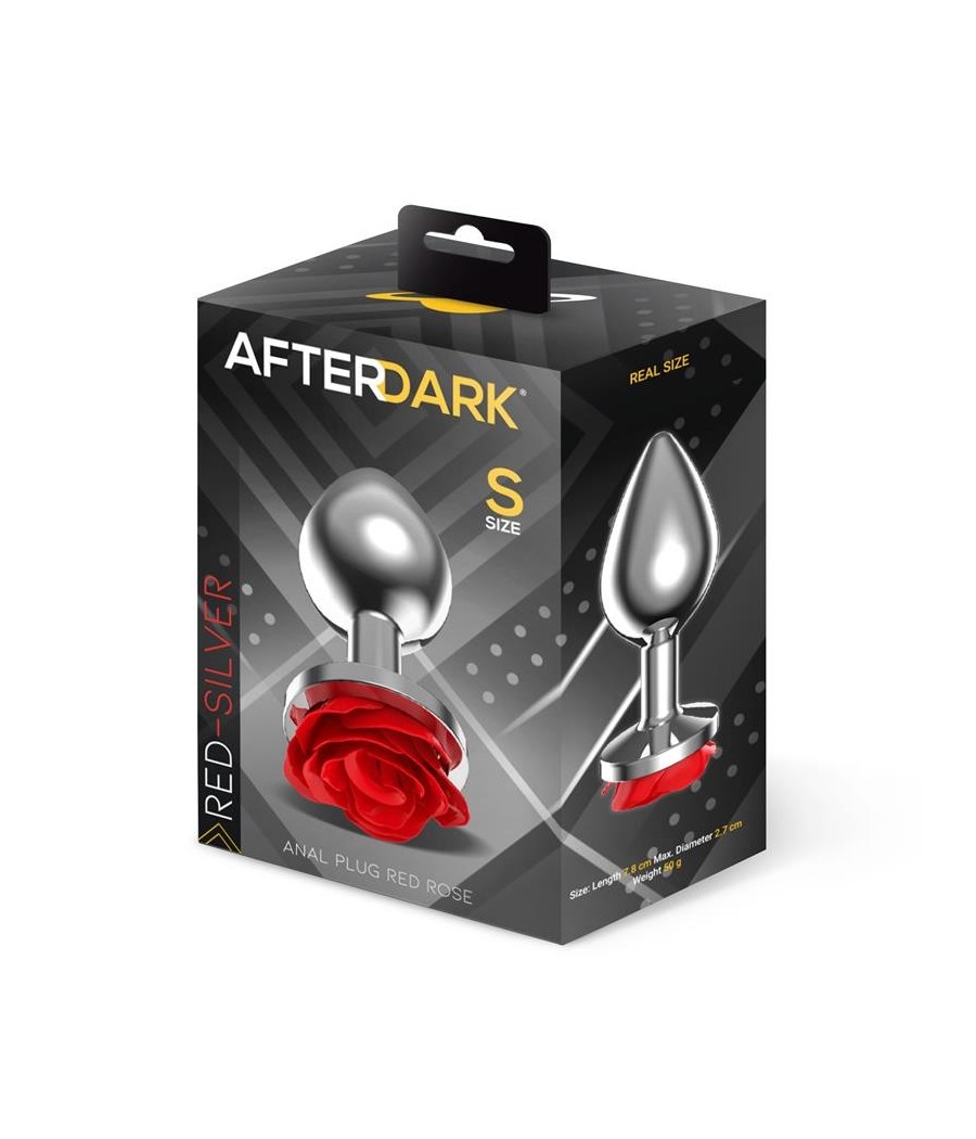 Plug Anal en metal avec rose rouge sur la Base taille S