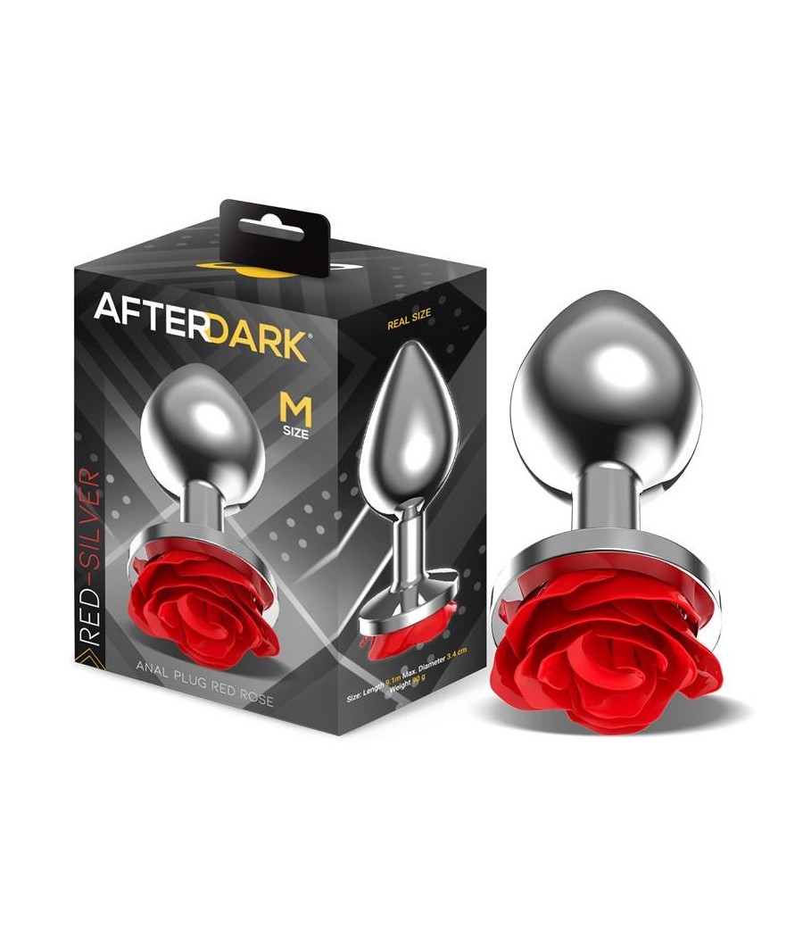 Plug Anal en metal avec rose rouge et la Base taille M