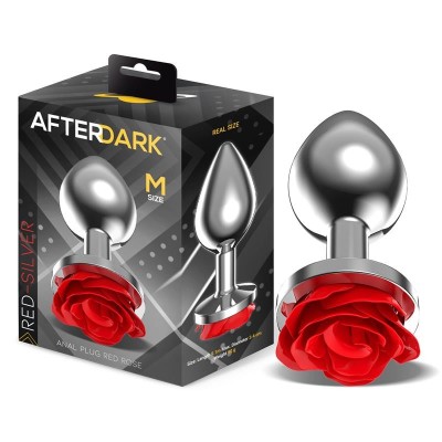 Plug Anal en metal avec rose rouge et la Base taille M